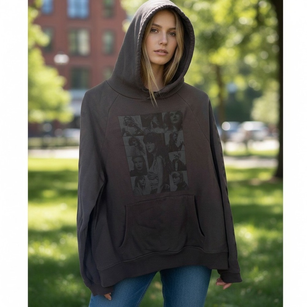 Rare Taylor Swift The Eras Tour Hoodie Charcoal Black Concert Merch Size Small